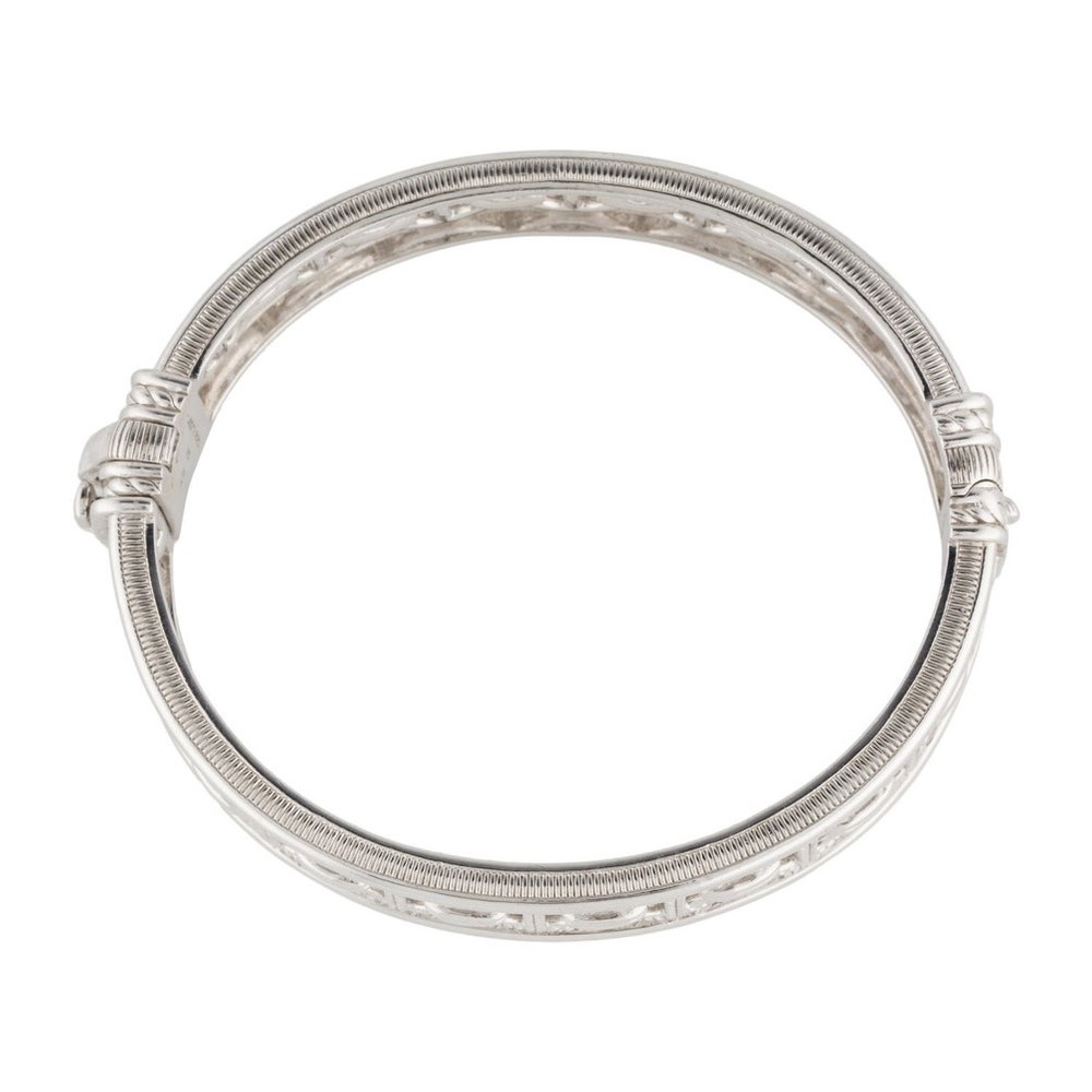 Judith Ripka 925 Sterling Silver Oval Link Vienna Bangle Bracelet - Picture 3 of 4